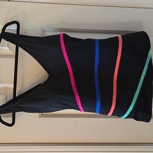 SONNET SHORES WOMEN'S PLUS BLACK BATHING SUIT TANKINI W/ PADDED TOP SIZE 22W